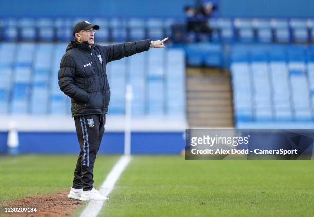 Sheffield Wednesday manager Tony Pulis shouts instructions to his team from the technical area during the Sky Bet Championship match between...