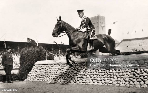 German Captain Carl von Moers on May-Queen who competed in both the individual and team eventing competitions during the Summer Olympic Games in...