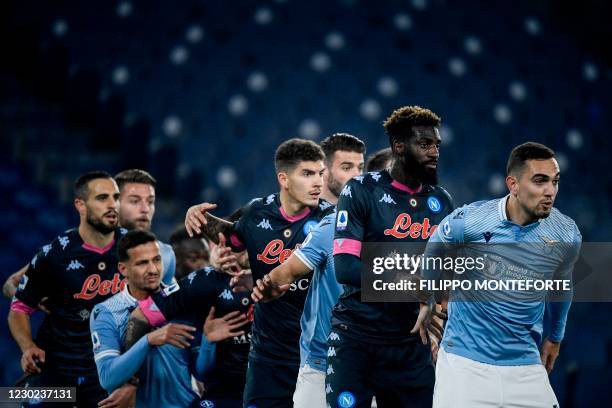 Lazio's Argentine midfielder Gonzalo Escalante, Napoli's French midfielder Tiemoue Bakayoko, Napoli's Italian defender Giovanni Di Lorenzo and others...