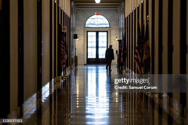 Senator Jim Inhofe heads to his office in the Russell Senate Office Building on Capitol Hill on December 20, 2020 in Washington, DC. Republicans and...