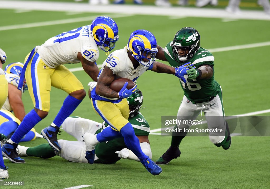 La Rams Jet Los Angeles Rams Running Back Cam Akers runs the ball against New ...