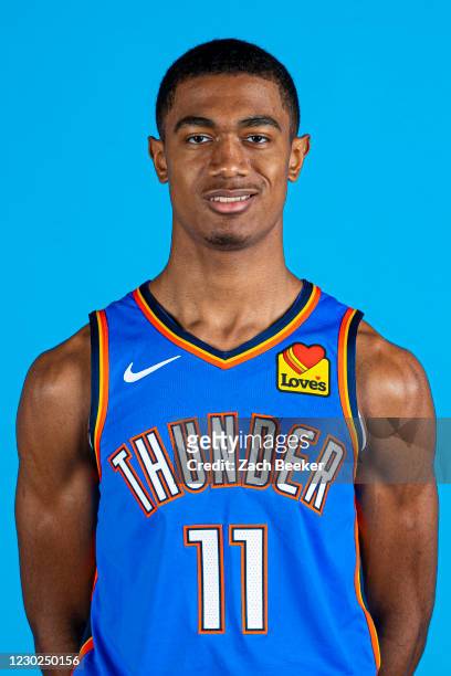 Theo Maledon of the Oklahoma City Thunder poses for a head shot during Team Content Day on December 17th at Chesapeake Energy Arena in Oklahoma City,...