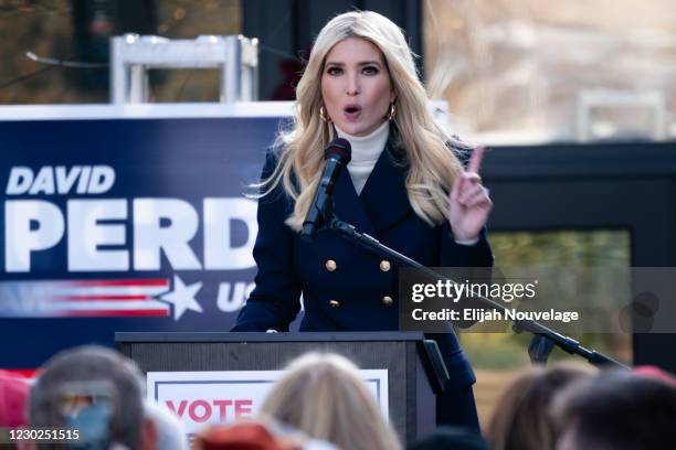 Ivanka Trump speaks during a campaign event with Senators Kelly Loeffler and David Perdue on December 21, 2020 in Milton, Georgia. The two Georgia...