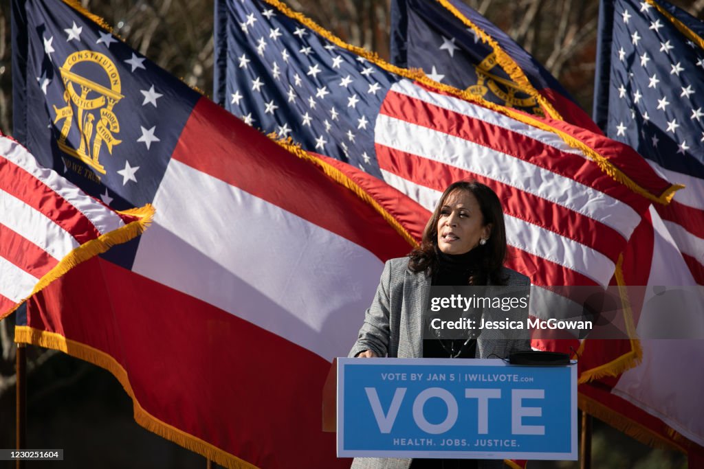 Vice President-Elect Kamala Harris Campaigns For Democratic GA Senate Candidates