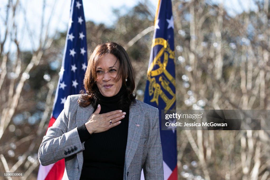 Vice President-Elect Kamala Harris Campaigns For Democratic GA Senate Candidates