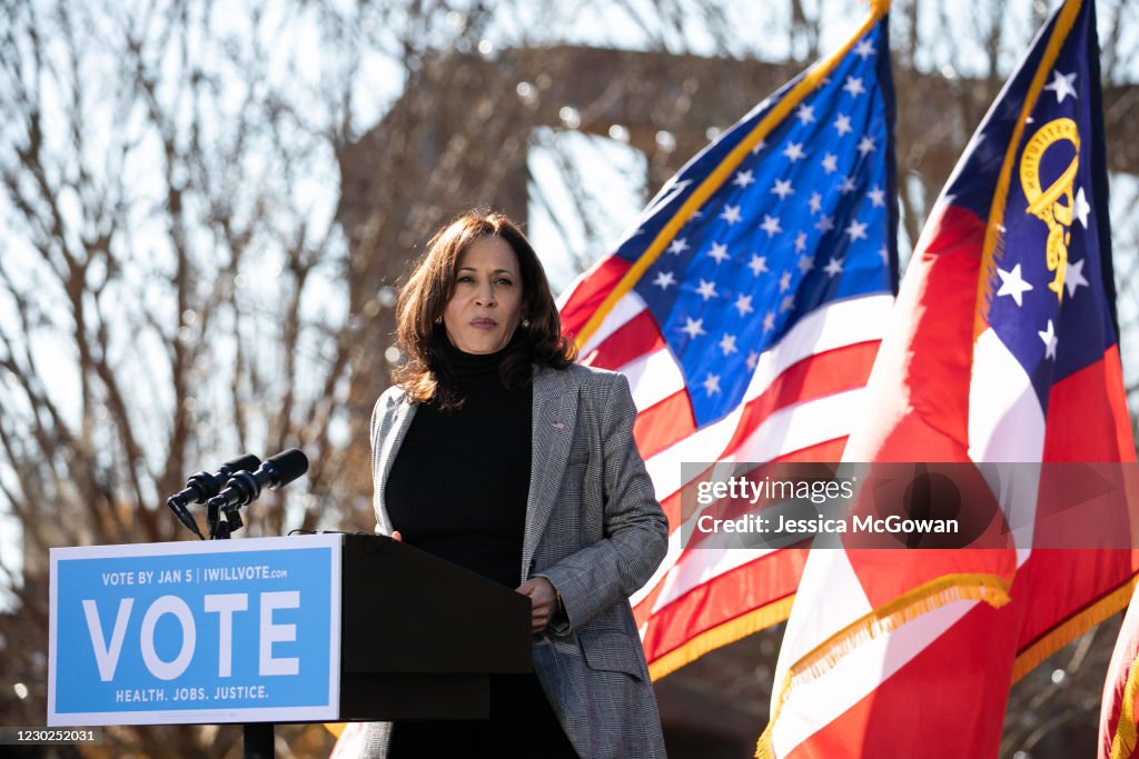 Vice President-Elect Kamala Harris Campaigns For Democratic GA Senate Candidates