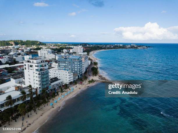 Daily life on San AndrEs Island is seen from a drone, after the impact of Hurricane Iota, which left deep damage in the archipelago on San Andres...