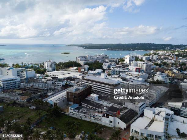 Daily life on San AndrEs Island is seen from a drone, after the impact of Hurricane Iota, which left deep damage in the archipelago on San Andres...