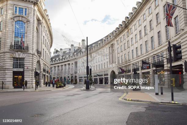 View of a deserted Regent Street, as shops and businesses close once again. London has imposed even tougher restrictions as cases surge and a new...