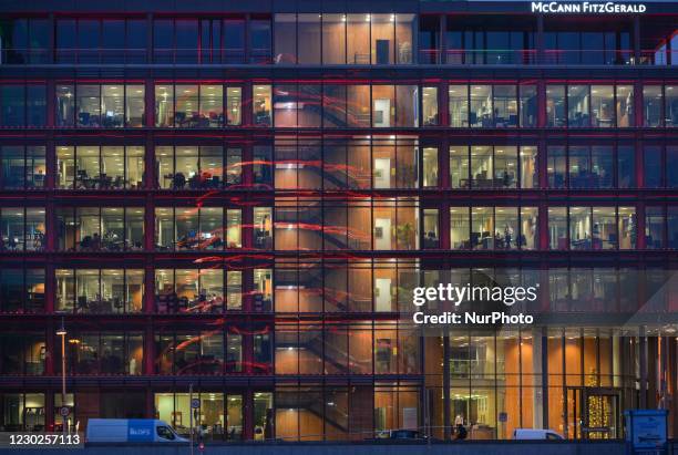 Offices of McCann FitzGerald, a leading Irish law firm, seen in Dublin. With the growing number of COVID cases and a dangerously contagious new COVID...