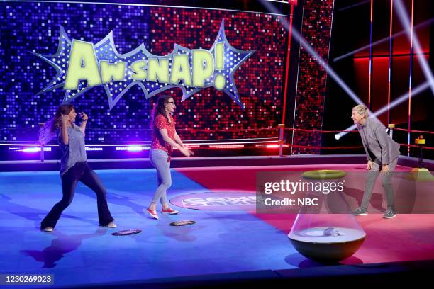 M King of the Twirl" Episode 407 -- Pictured: Ady Crosby, Aschli Kurzhals, Ellen DeGeneres --