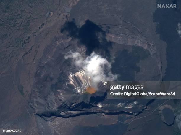Maxar satellite imagery of the Kilauea volcano on Hawaiis Big Island before it began erupting again. Please use: Satellite image 2020 Maxar...