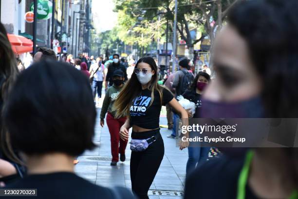 Mexican actress Sofia Sisniega walks during the delivery vegan Christmas dinner; With the support of the Animal Heroe association, the initiative was...