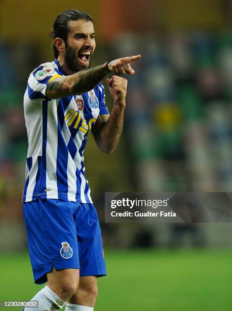 Sergio Oliveira of FC Porto celebrates after scoring a goal during the Portuguese Super Cup match between FC Porto and SL Benfica at Estadio...