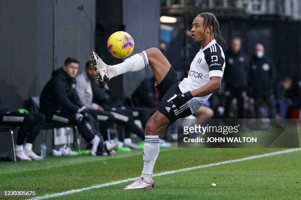 Fulham's Jamaican striker Bobby Decordova-Reid controls the ball during the English Premier League football match between Fulham and Southampton at...