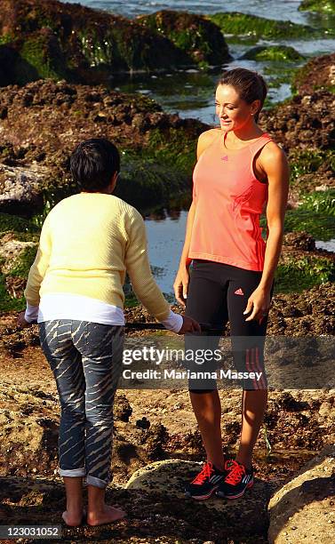 Australia's Biggest Loser host, Michelle Bridges is seen during a photo shoot at Bronte Beach on August 30, 2011 in Sydney, Australia.