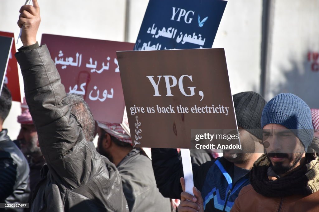 Protest in Syria's Ras al-Ayn against YPG/PKK