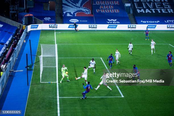 Wilfried Zaha of Crystal Palace scores a goal during the Premier League match between Crystal Palace and Leicester City at Selhurst Park on December...