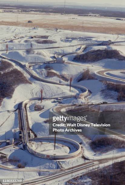 Calgary, Alberta, Canada Bobsleigh / luge course at the 1988 Winter Olympics / XV Olympic Winter Games.