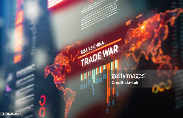 美國 vs 中國貿易戰 - ��貿易戰 個照片及圖片檔