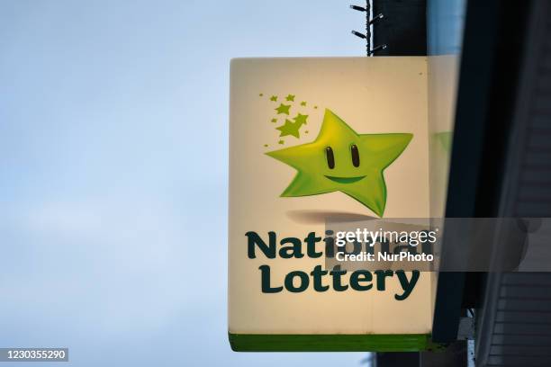 National Lottery sign in Omeath, a village on the Cooley Peninsula in County Louth, Ireland, close to the border with Northern Ireland.. On Tuesday,...