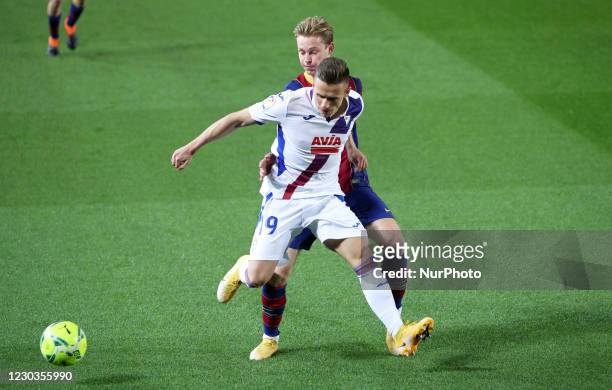Damian Kadzior and Frenkie de Jong during the match between FC Barcelona and SD Eibar, corresponding to the week 16 of the Liga Santander, played at...