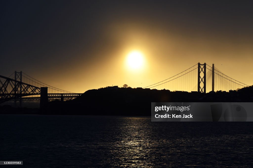 Snow Clouds Loom Over Forth Bridges