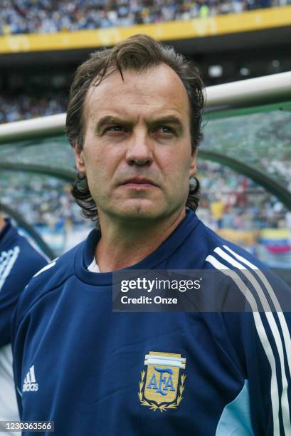 Marcelo Bielsa head coach of Argentina during the FIFA World Cup match between Sweden and Argentina, at Miyagi Stadium, Miyagi, Japan, on 12th June...