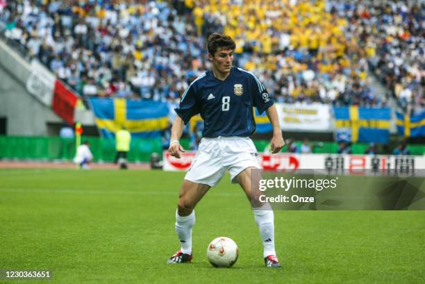 Javier Zanetti of Argentina during the FIFA World Cup match between Sweden and Argentina, at Miyagi Stadium, Miyagi, Japan, on 12th June 2002