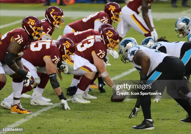 Washington Football Team Center Chase Roullier during the NFL game between the Carolina Panthers and the Washington Football Team on December 27 at...