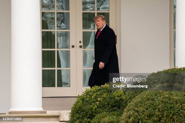 President Donald Trump arrives at the White House in Washington, D.C., U.S., on Thursday, Dec. 31, 2020. Trump's budget office is blocking Joe...