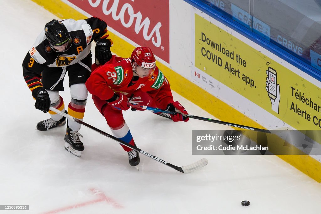 Russia v Germany: Quarterfinals - 2021 IIHF World Junior Championship