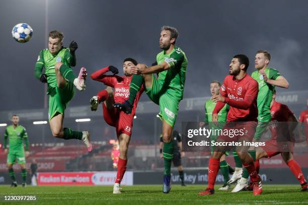 Faris Hammouti of Almere City, Ralf Seuntjens of De Graafschap, Radinio Balker of Almere City, Toine van Huizen of De Graafschap during the Dutch...