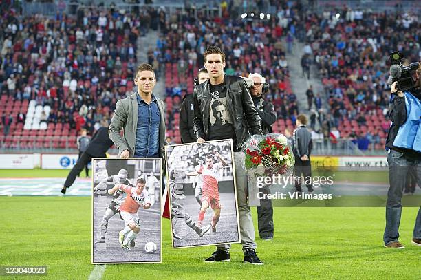 Dries Mertens,Kevin Strootman during the Eredivisie match between FC Utrecht and Roda JC Kerkrade at the Galgenwaard stadium on August 27, 2011 in...