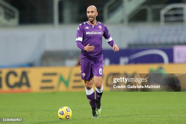 Borja Valero of ACF Fiorentina in action during the Serie A match between ACF Fiorentina and Bologna FC at Stadio Artemio Franchi on January 3, 2021...