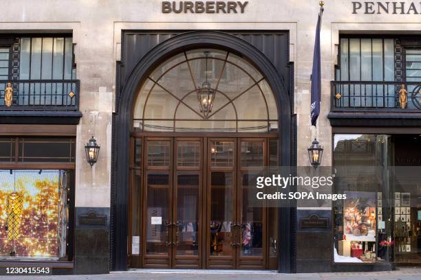 Burberry Flagship store in Regent Street is pictured closed. Under tier four restrictions, pubs and restaurants will close, as well as non-essential...