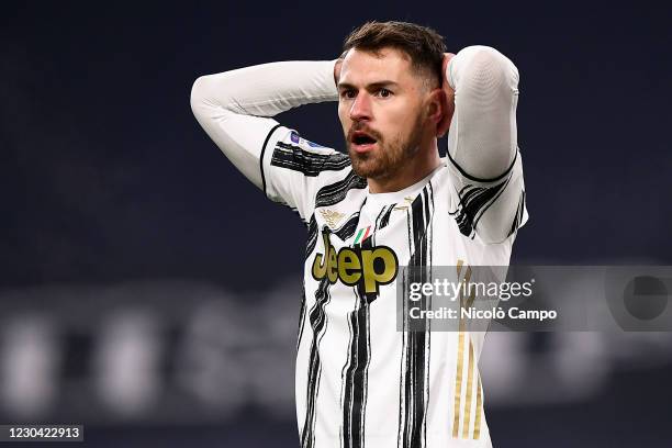 Aaron Ramsey of Juventus FC looks dejected during the Serie A football match between Juventus FC and Udinese Calcio. Juventus FC won 4-1 over Udinese...