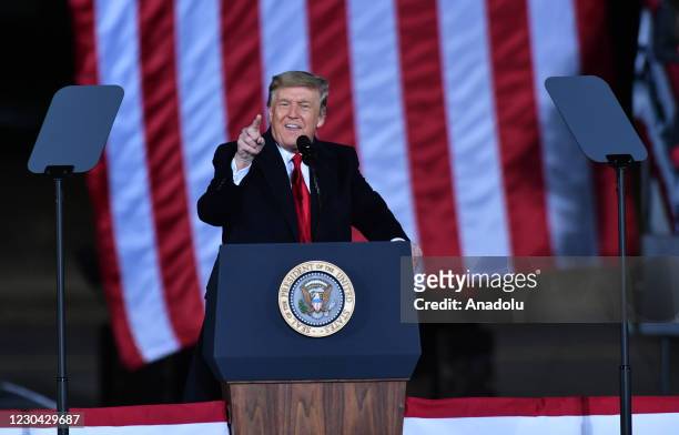 President Donald J. Trump speaks during the Victory Rally by the Republican National Committee in Dalton, Georgia, United States on January 04, 2021.