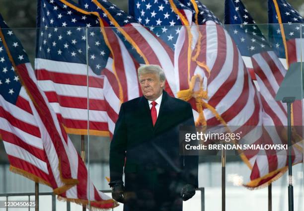 President Donald Trump arrives to speak to supporters from The Ellipse near the White House on January 6 in Washington, DC. - Thousands of Trump...