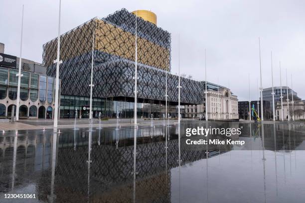 National coronavirus lockdown three begins in Birmingham city centre at Centenary Square, which is deserted on 6th January 2021 in Birmingham, United...
