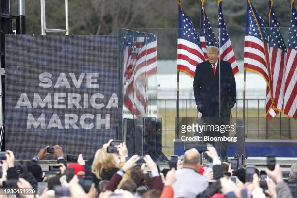 President Donald Trump speaks during a "Save America Rally" near the White House in Washington, D.C., U.S., on Wednesday, Jan. 6, 2021. Trump's...