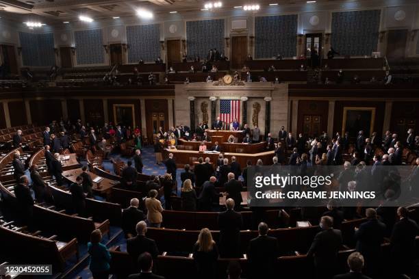 The House floor convenes before a joint session of the House and Senate convenes to confirm the Electoral College votes cast in November's election,...