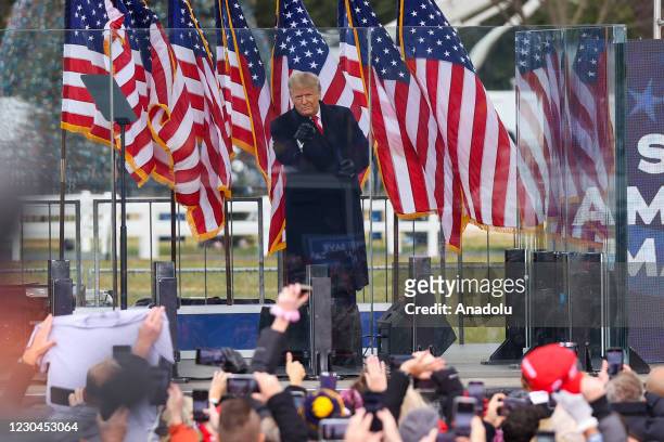 President Donald Trump speaks at "Save America March" rally in Washington D.C., United States on January 06, 2021.