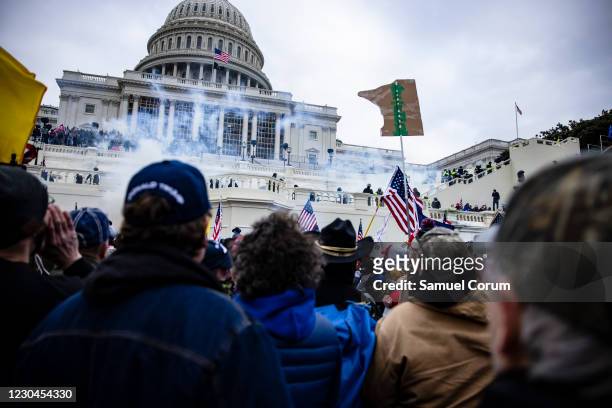Pro-Trump supporters storm the U.S. Capitol following a rally with President Donald Trump on January 6, 2021 in Washington, DC. Trump supporters...