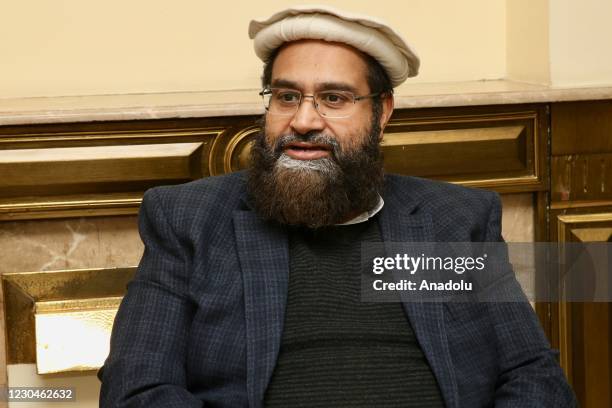 Prime Minister of Pakistan, Imran Khan's special representative on religious harmony Maulana Tahir Mehmood Ashrafi speaks during an interview in...