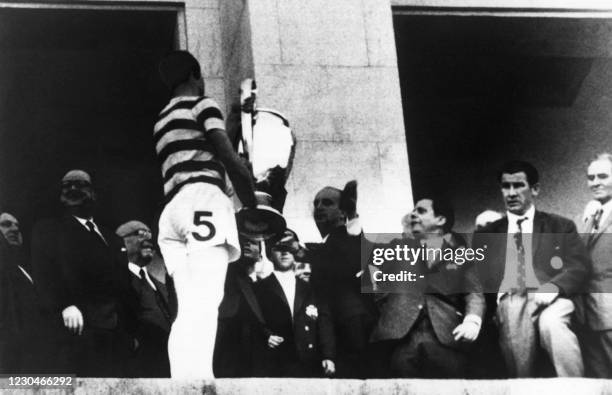 The Glasgow Celtic team wins the European Clubs' Cup on May 25, 1967 in Lisbon.