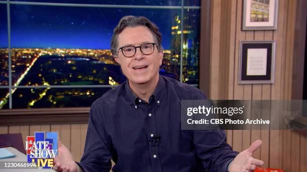 Late Show with Stephen Colbert during Wednesdays January 6, 2021 show. Image is a screen grab.