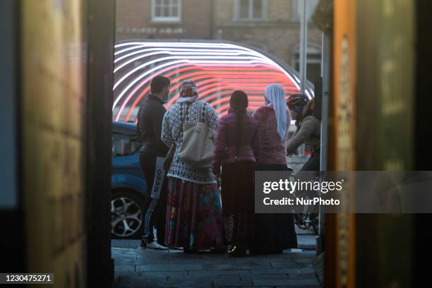 Group of Romani people seen in Dublin city center. On Thursday, January 7 in Dublin, Ireland.