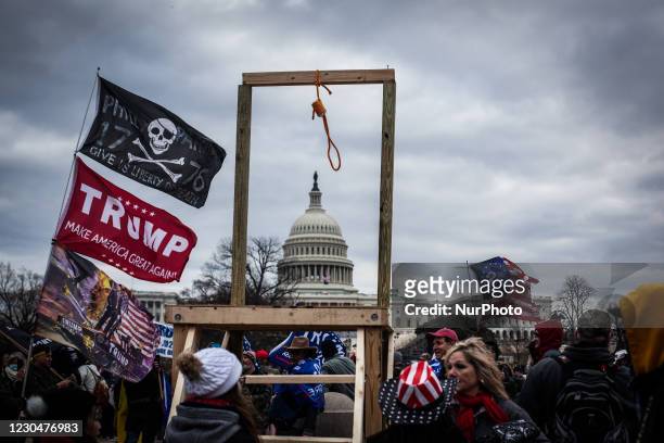Trump supporters near the U.S Capitol, on January 06, 2021 in Washington, DC. The protesters stormed the historic building, breaking windows and...