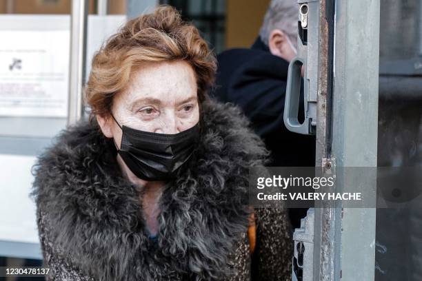 Jacqueline Veyrac, hotel heiress, leaves the courthouse in the southern French city of Nice following a morning hearing on January 8 where 13 people...